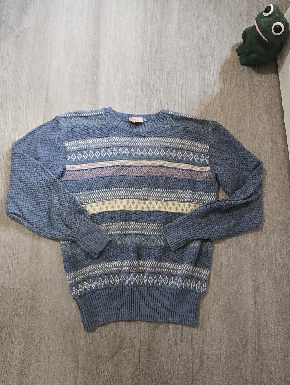 Vintage 90s CHAPS Ralph Lauren Patterned Crewneck Fair Isle Knit Sweater L/XL